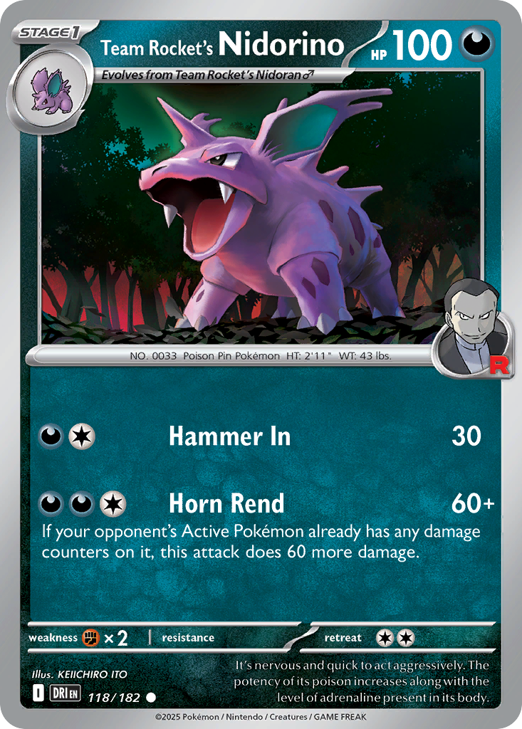 Team Rocket's Nidorino 118/182 Destined Rivals