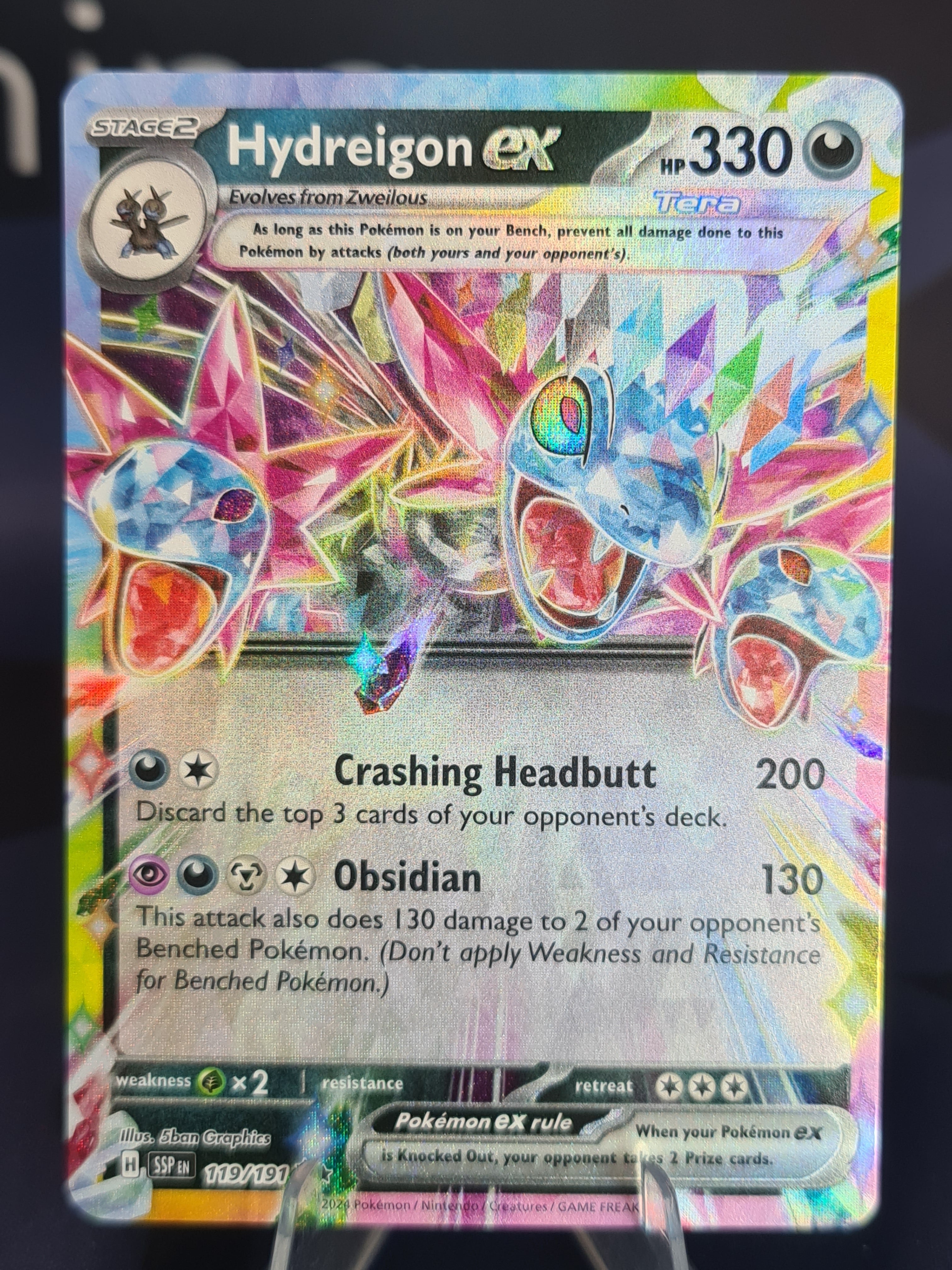 119 191 pokemon card Hydreigon EX - 119/191 - Double Rare - SV08: Surging Sparks - Pokemon TCG
