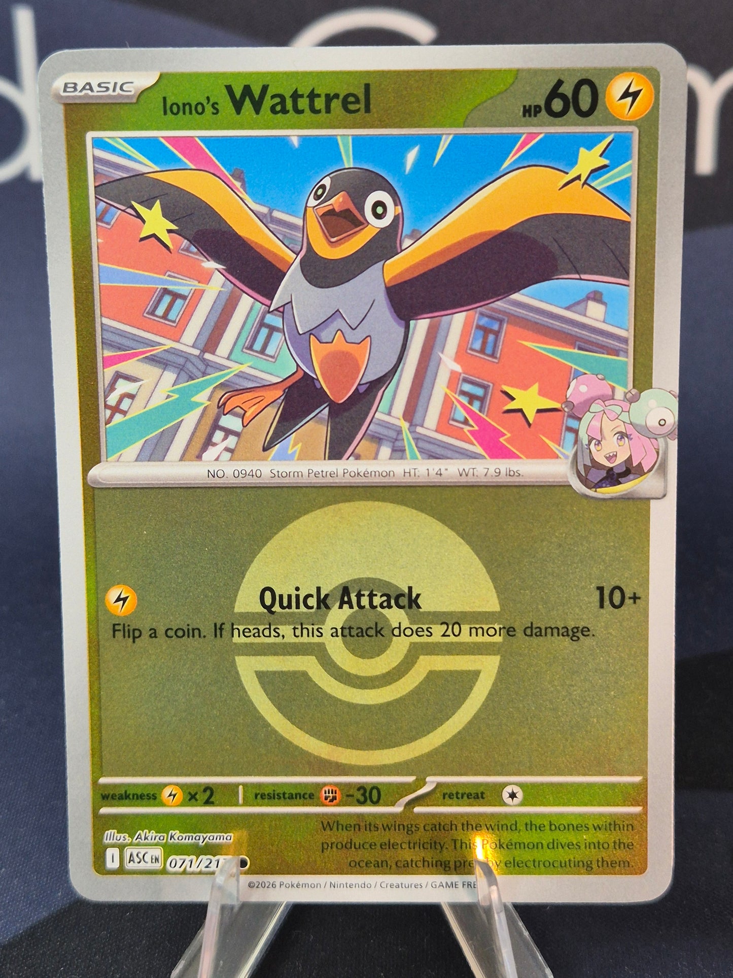 Iono's Wattrel 071/217 Ascended Heroes Reverse Holo Pokeball
