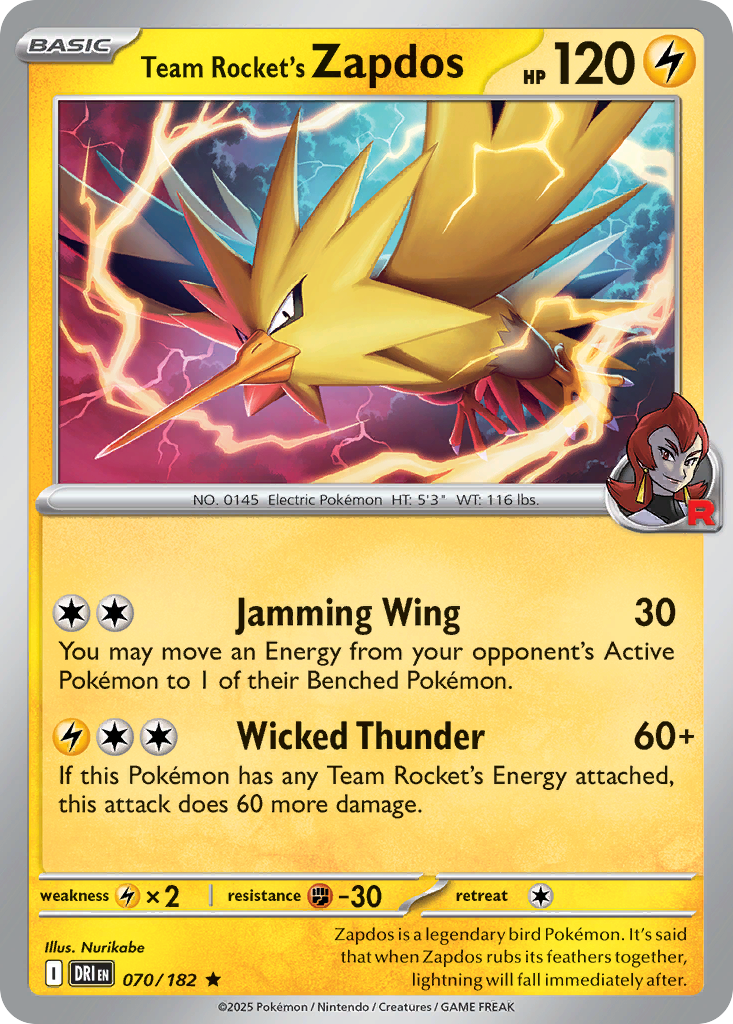 Team Rocket's Zapdos 070/182 Destined Rivals