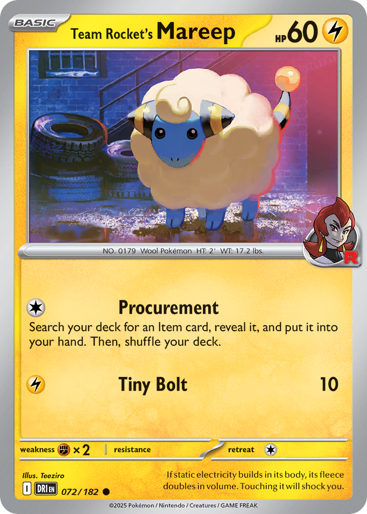 Team Rocket's Mareep 072/182 Destined Rivals