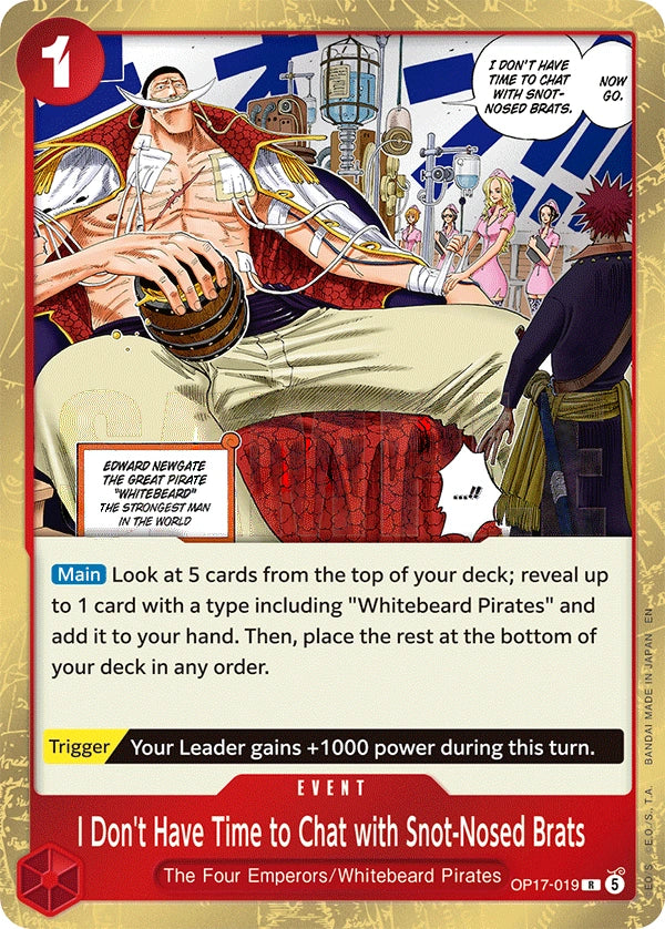I Don't Have Time to Chat with Snot-Nosed Brats OP17-019 The World's Strongest Warriors Rare