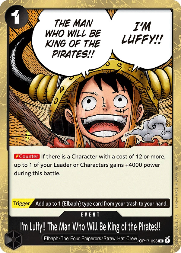 I'm Luffy!! The Man Who Will Be King of the Pirates!! OP17-096 The World's Strongest Warriors Rare