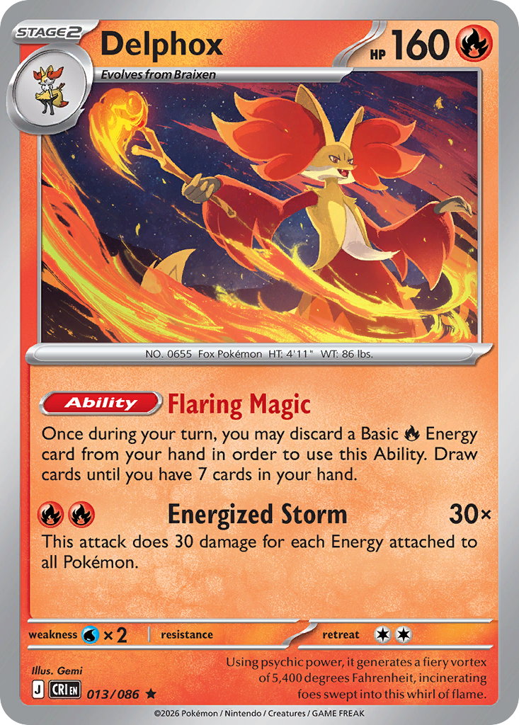 Delphox 013/086 Chaos Rising Holo Rare