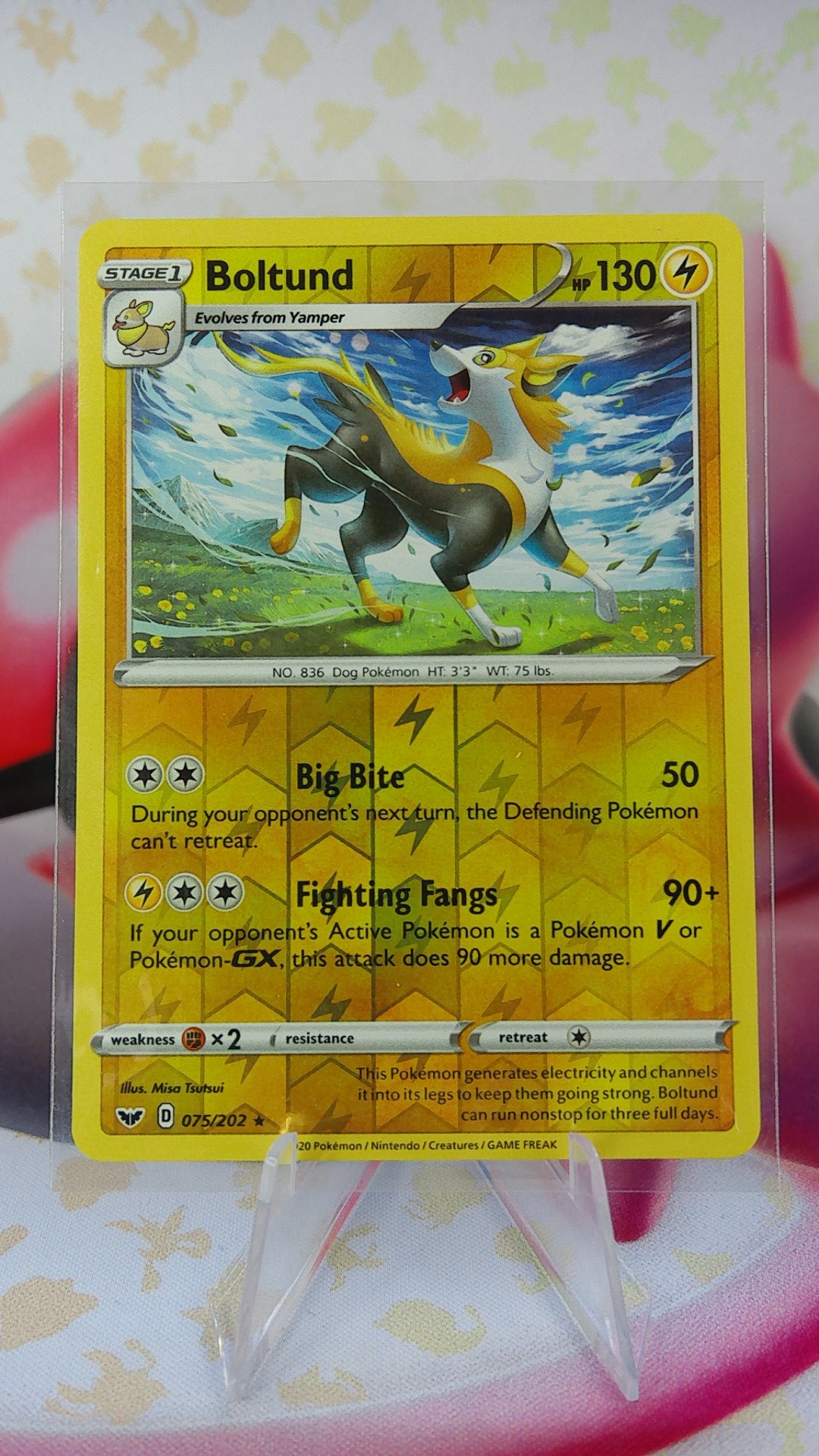 Boltund 075/202 Sword Shield Reverse Holo