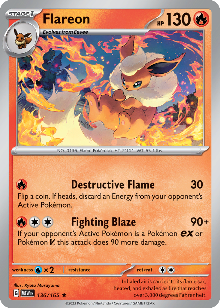 Flareon 136/165 151 Holo