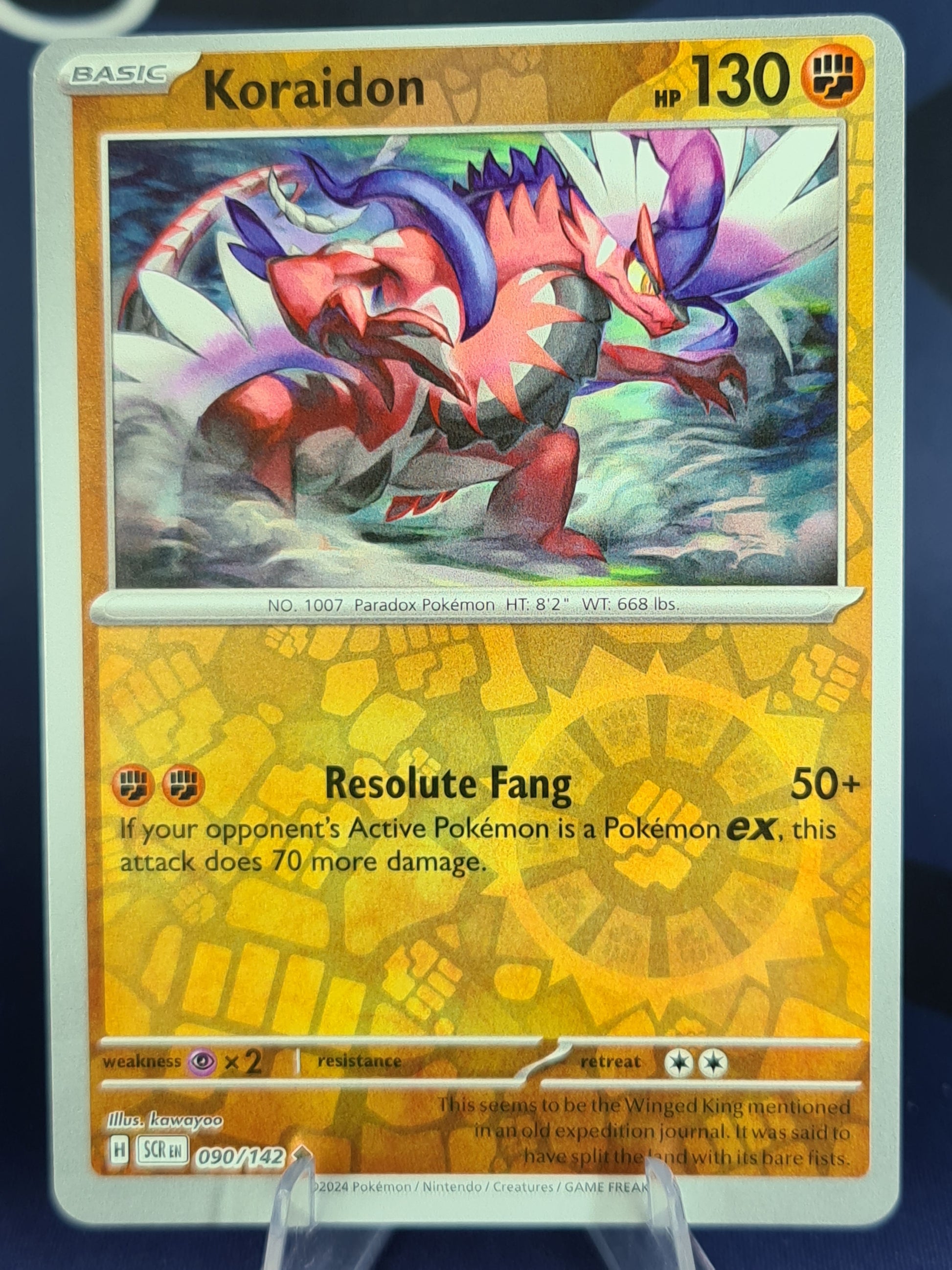 koraidon holographic card Koraidon 090/142 Stellar Crown Reverse Holo – Red Panda Gaming