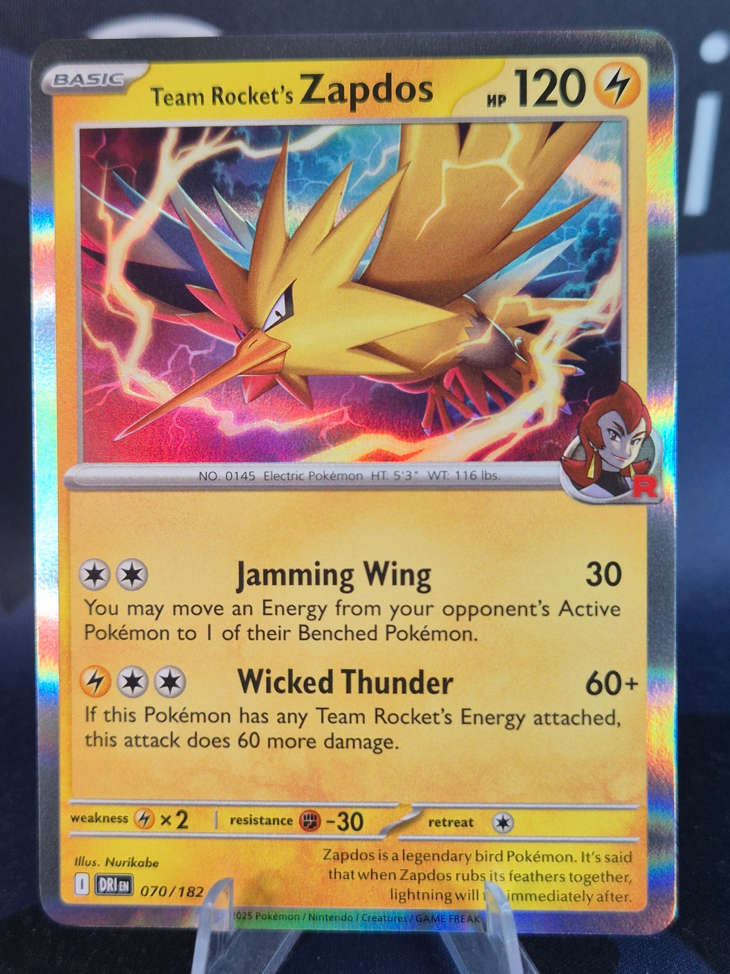 Team Rocket's Zapdos 070/182 Destined Rivals Holo