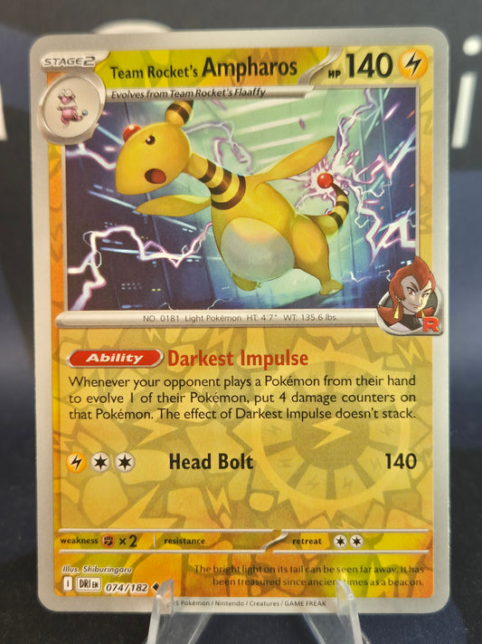 Team Rocket's Ampharos 074/182 Destined Rivals Reverse Holo