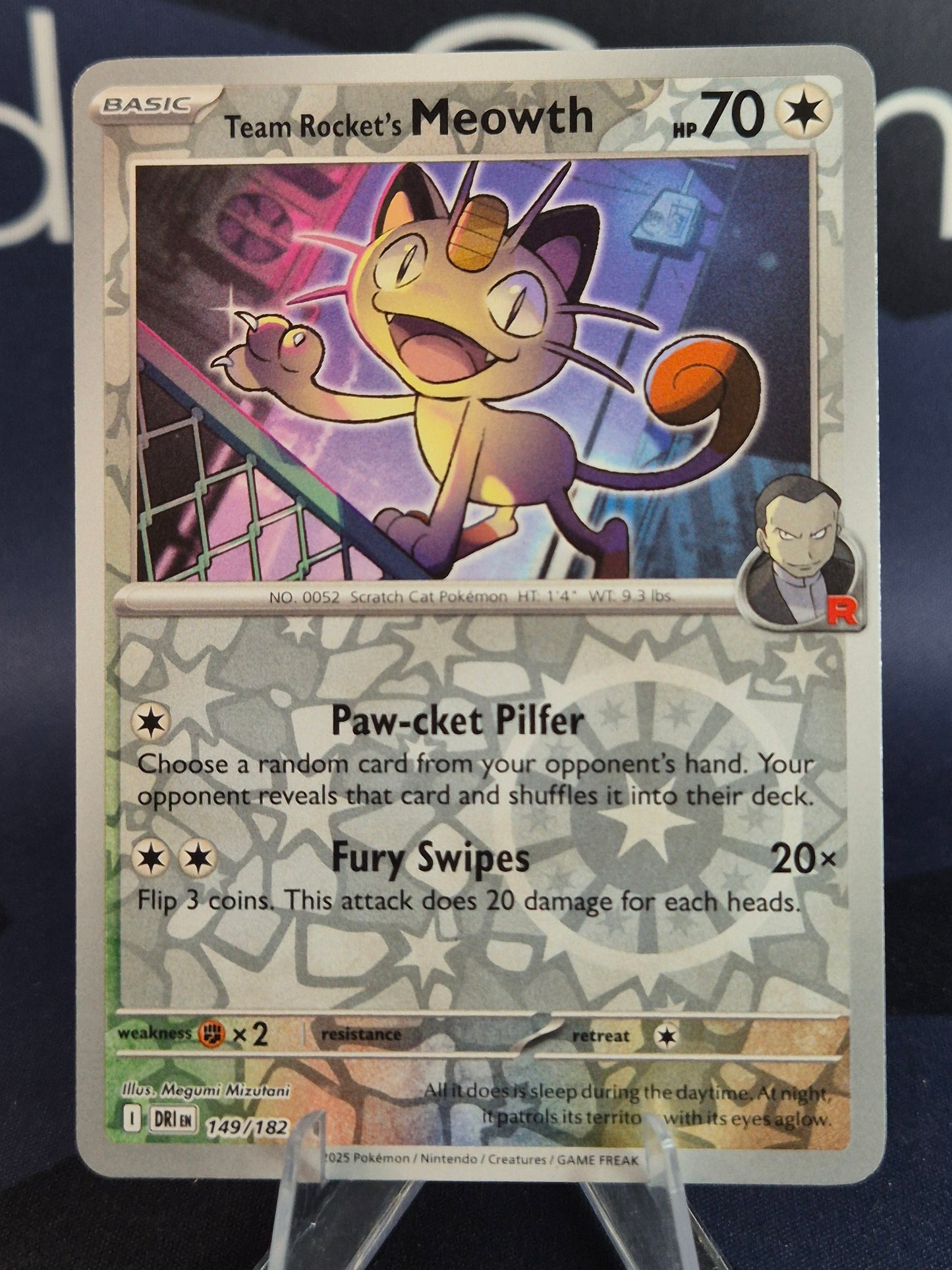 Team Rocket's Meowth 149/182 Destined Rivals Reverse Holo