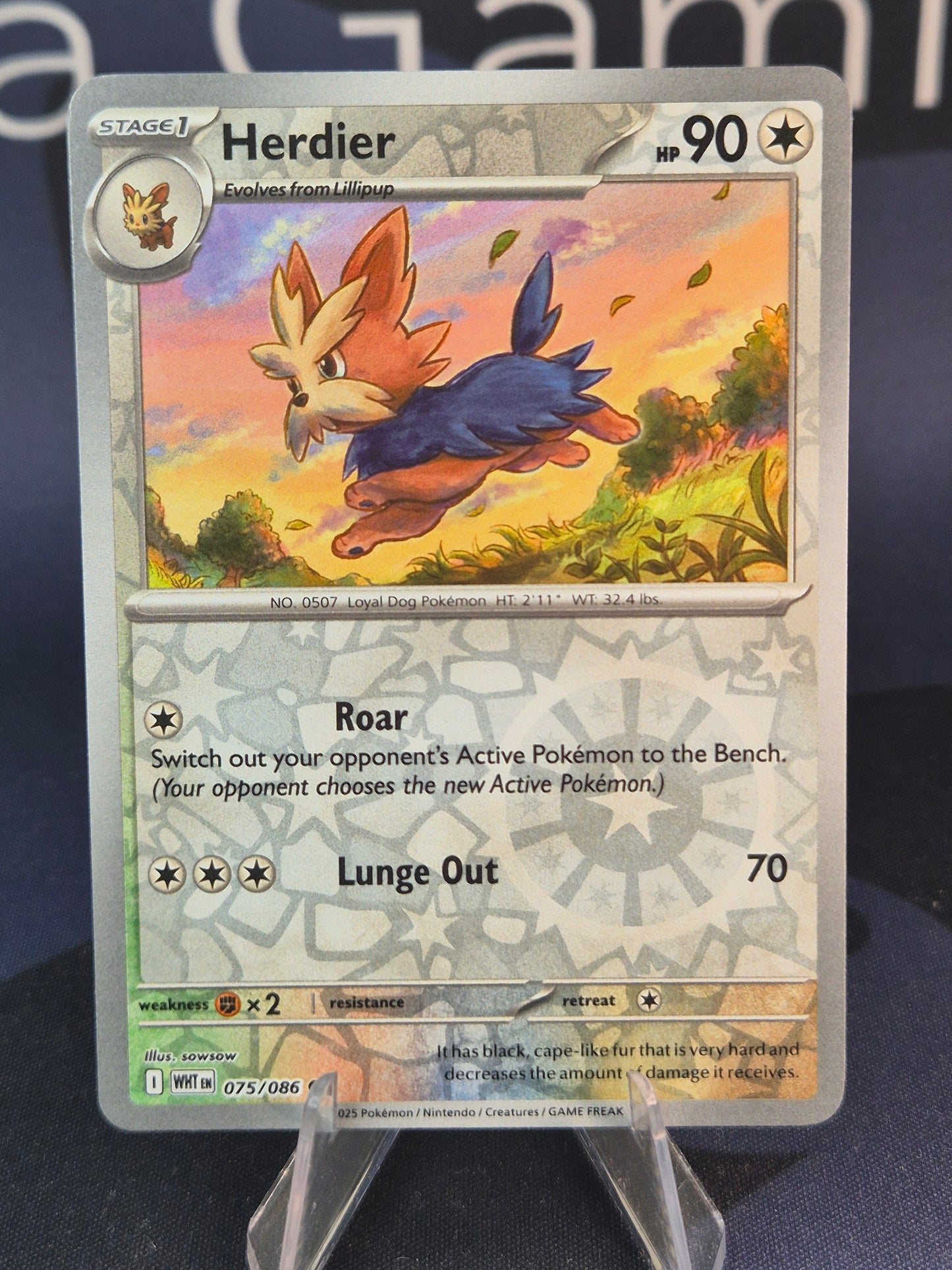 Herdier 075/086 White Flare Reverse Holo