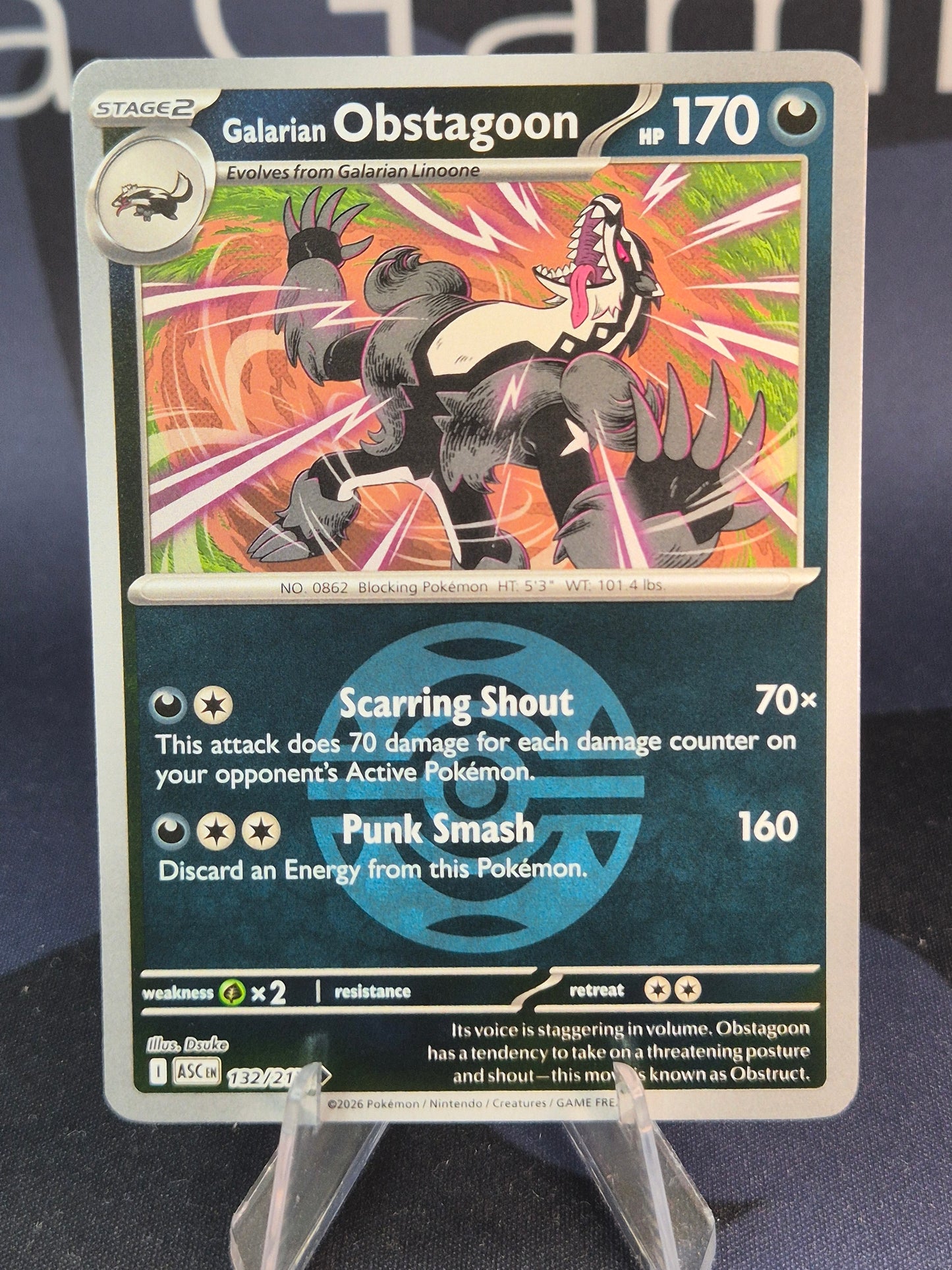 Galarian Obstagoon 132/217 Ascended Heroes Reverse Holo Dusk Ball