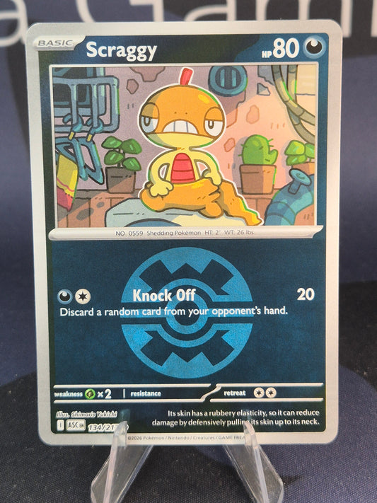 Scraggy 134/217 Ascended Heroes Reverse Holo Quick Ball