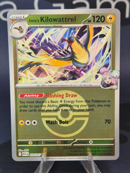 Iono's Kilowattrel 072/217 Ascended Heroes Reverse Holo Pokeball