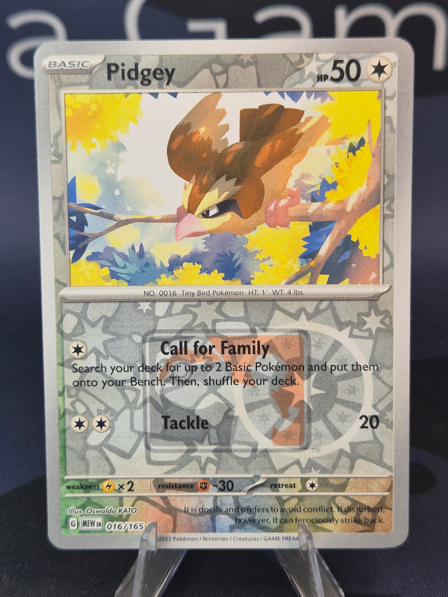 Pidgey 016/165 Reverse Holo Play! Pokemon Stamp