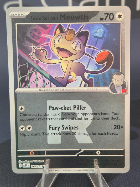 Team Rocket's Meowth 161/217 Ascended Heroes Reverse Holo Rocket R