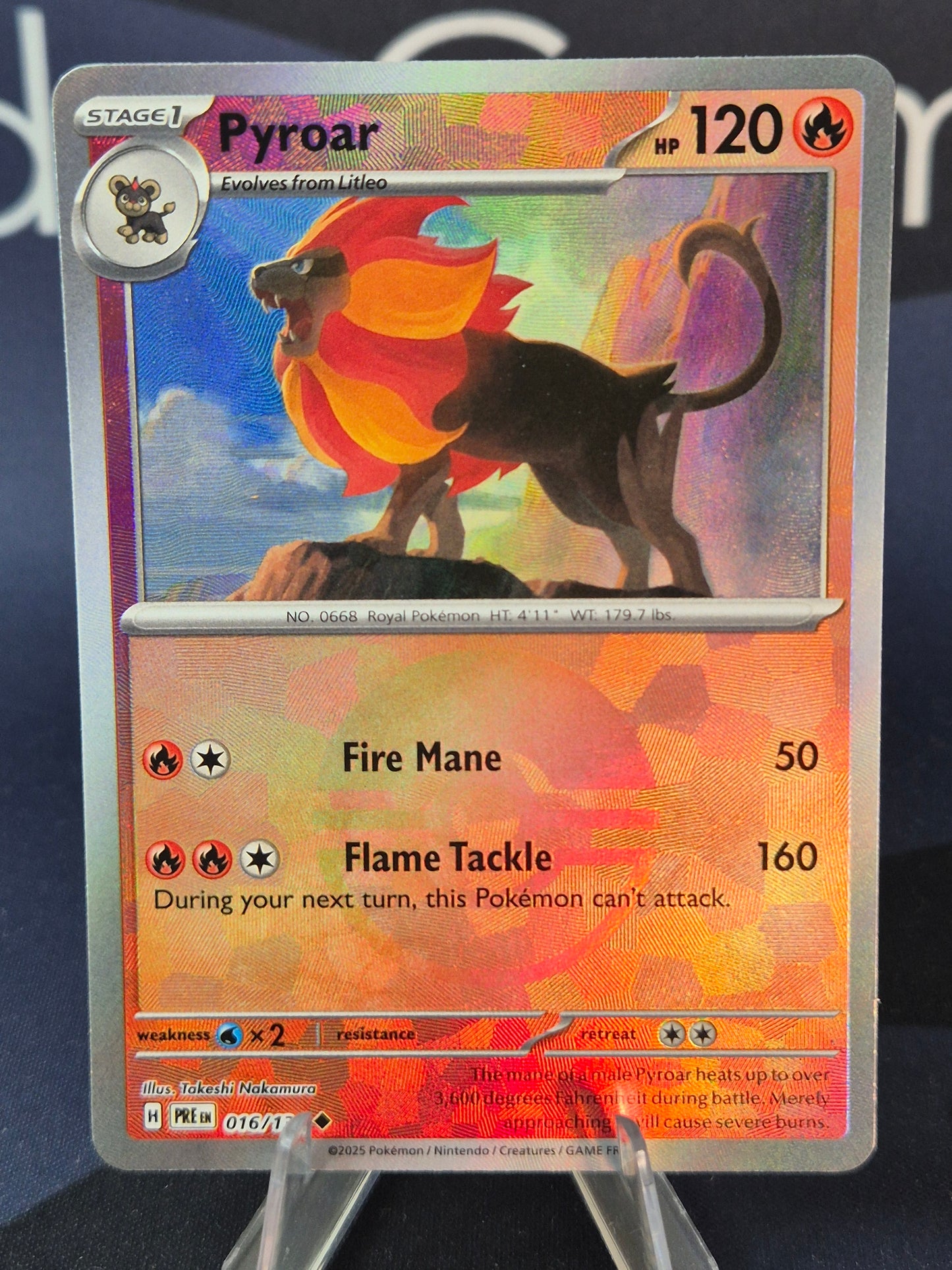 Pyroar 016/131 Prismatic Evolutions Pokeball Reverse Holo