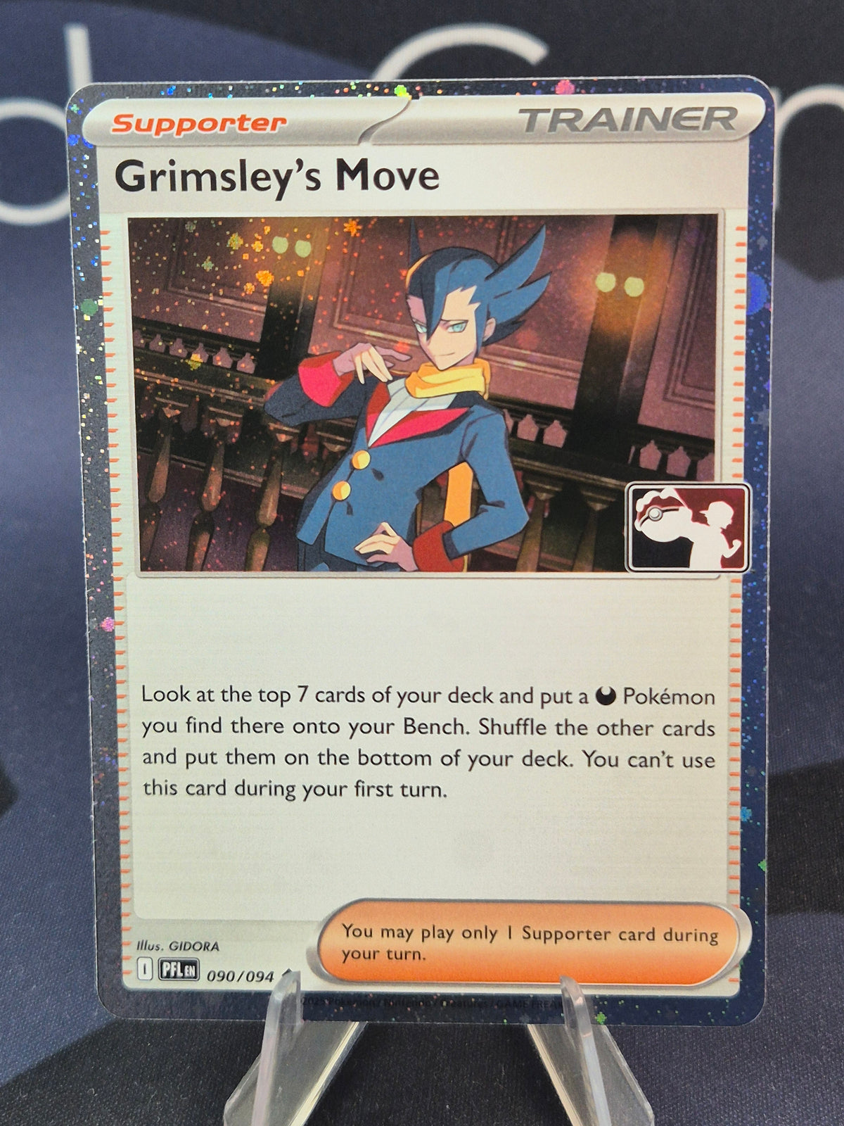 Grimsley's Move 090/094 Phantasmal Flames Play Stamp Series 9 Holo