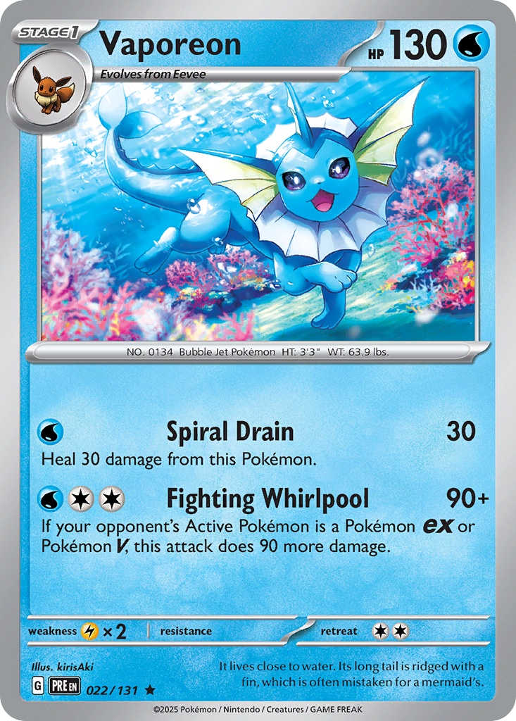 Vaporeon 022/131 Prismatic Evolutions Holo