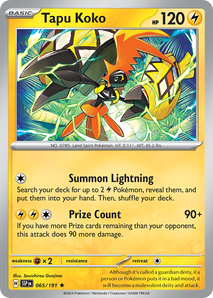 Tapu Koko 065/191 Surging Sparks Holo