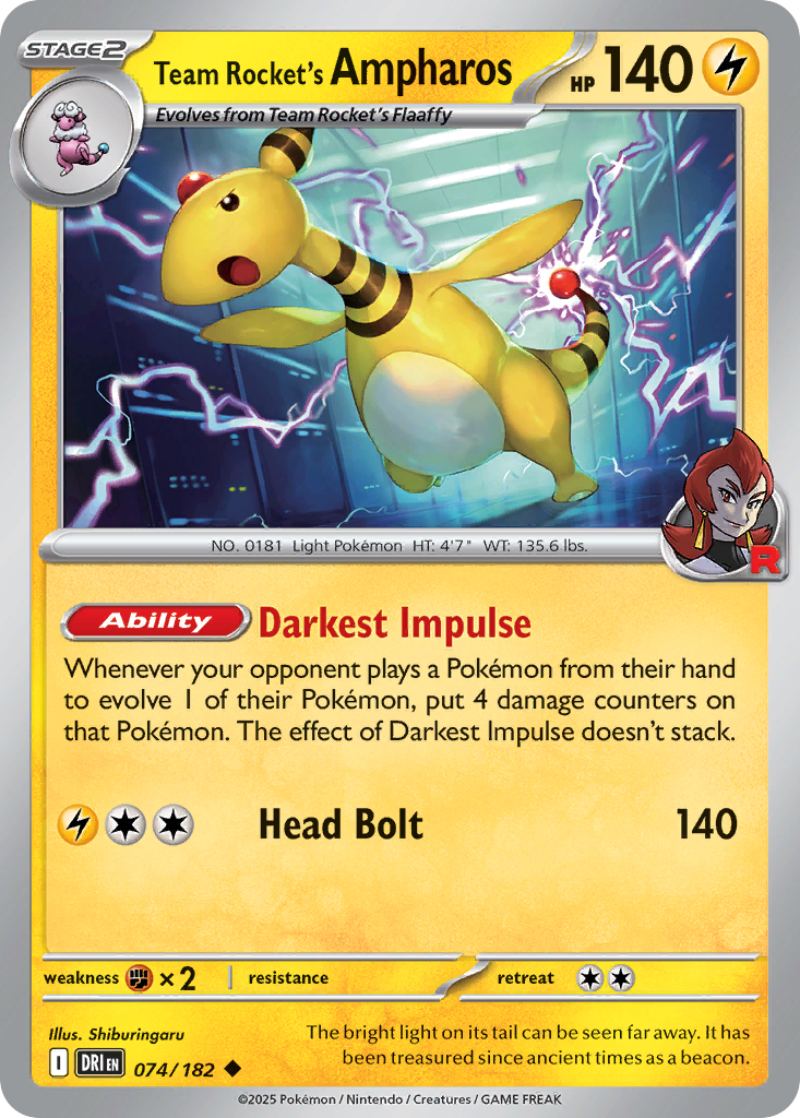 Team Rocket's Ampharos 074/182 Destined Rivals