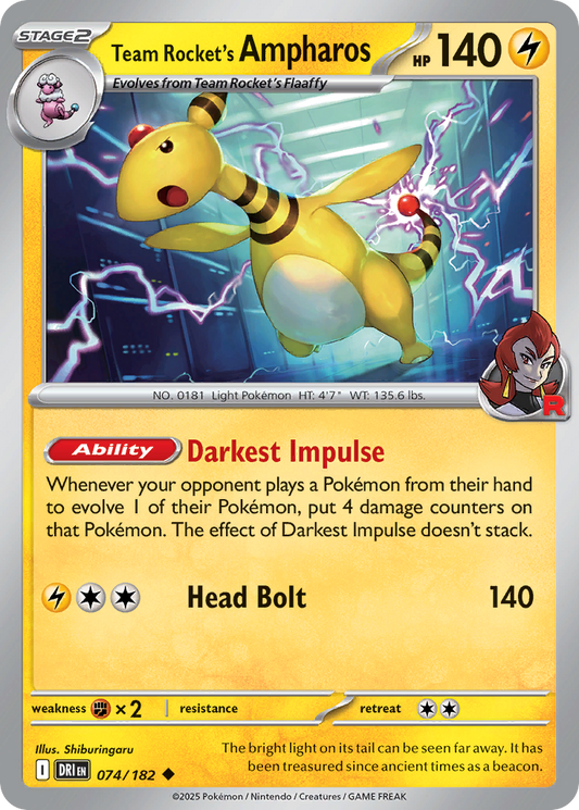 Team Rocket's Ampharos 074/182 Destined Rivals