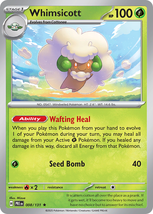 Whimsicott 008/131 Prismatic Evolutions Holo