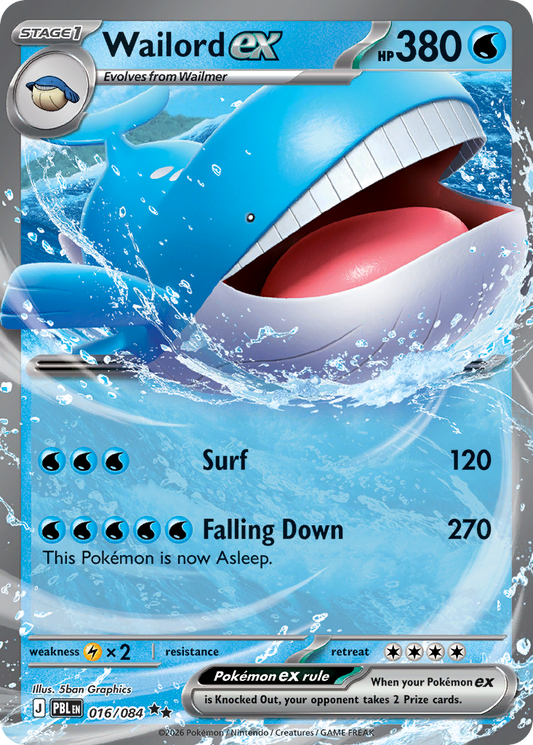 Wailord ex 016/084 Pitch Black Double Rare