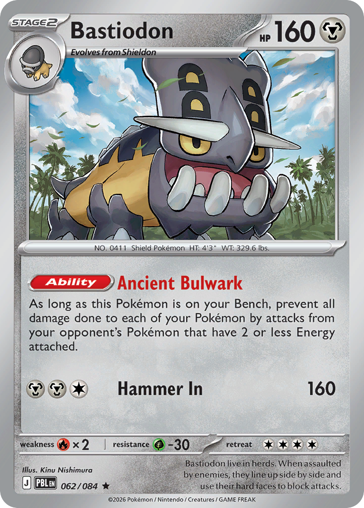Bastiodon 062/084 Pitch Black Holo Rare
