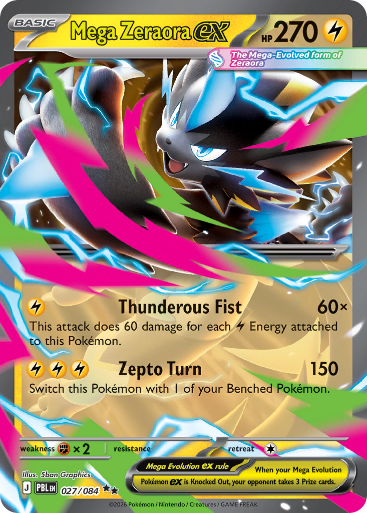 Mega Zeraora ex 027/084 Pitch Black Double Rare