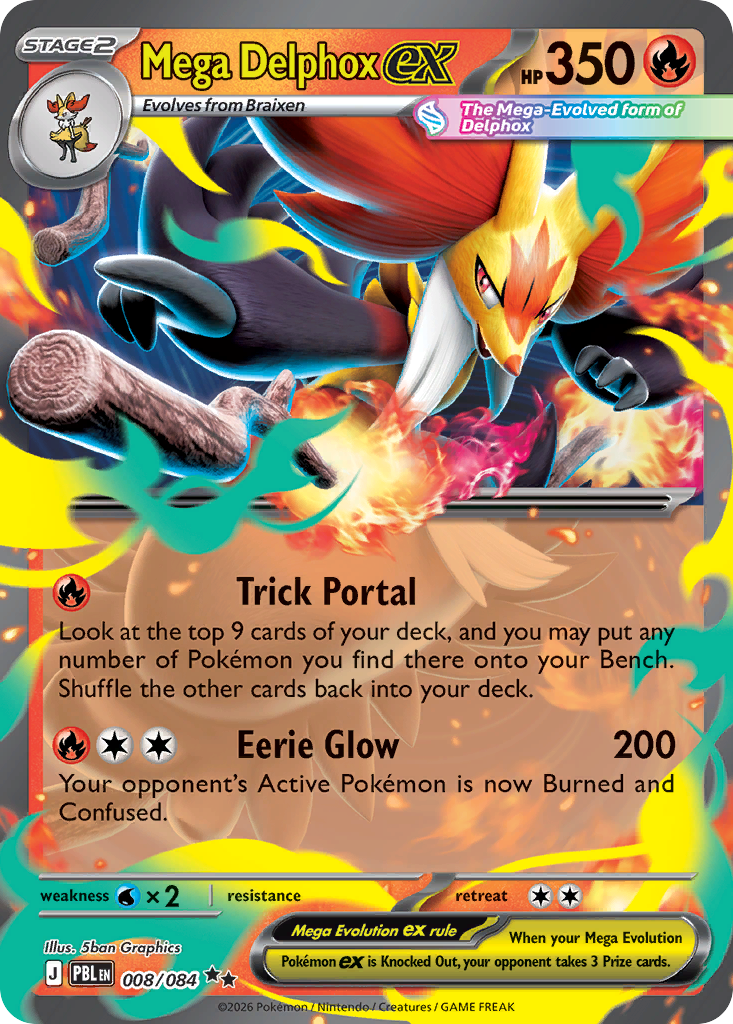 Mega Delphox ex 008/084 Pitch Black Double Rare