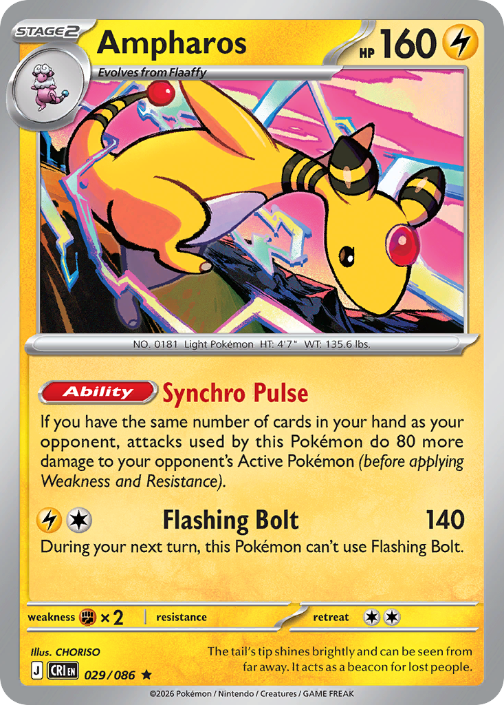 Ampharos 029/086 Chaos Rising Holo Rare