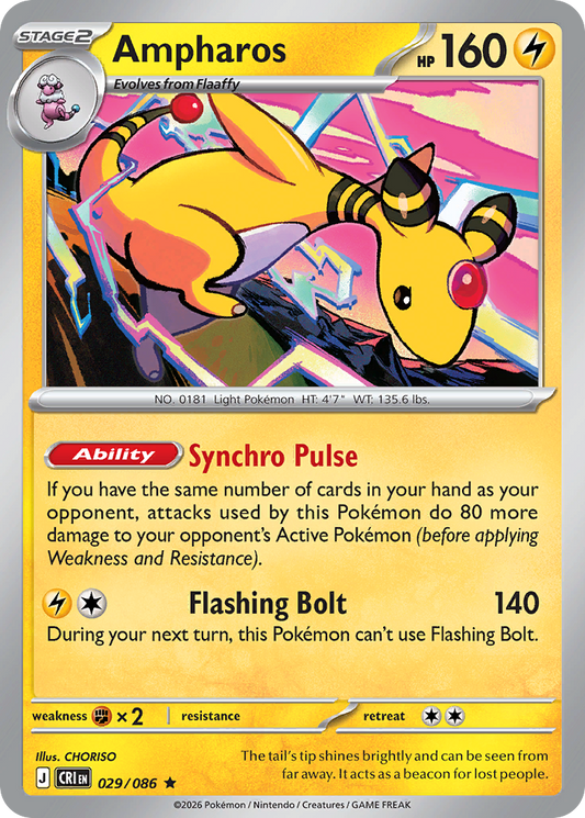 Ampharos 029/086 Chaos Rising Holo Rare