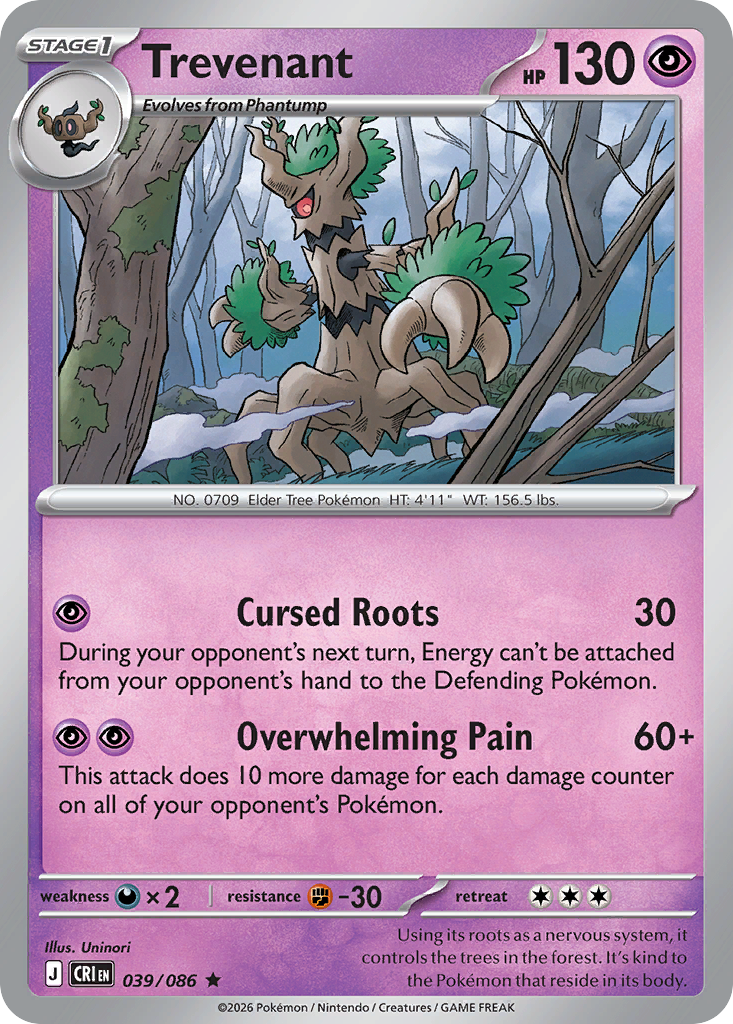 Trevenant 039/086 Chaos Rising Holo Rare