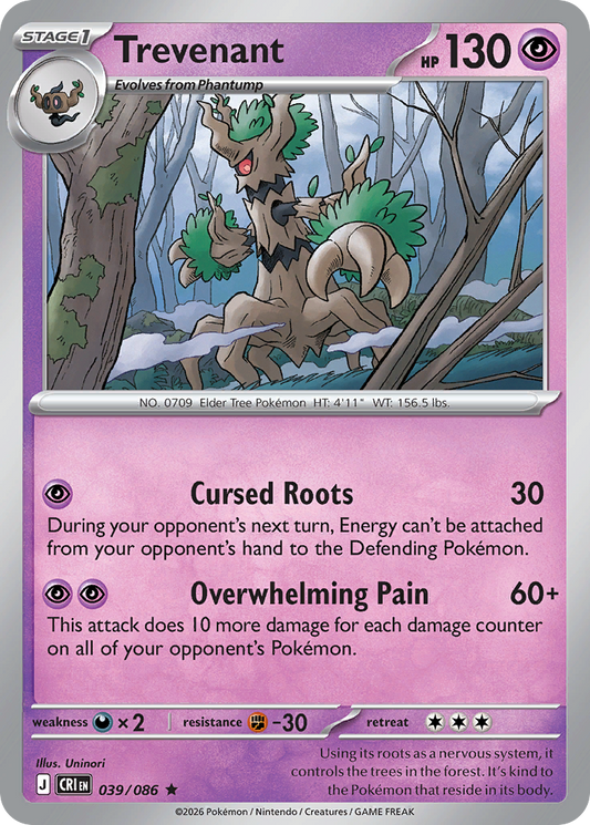 Trevenant 039/086 Chaos Rising Holo Rare
