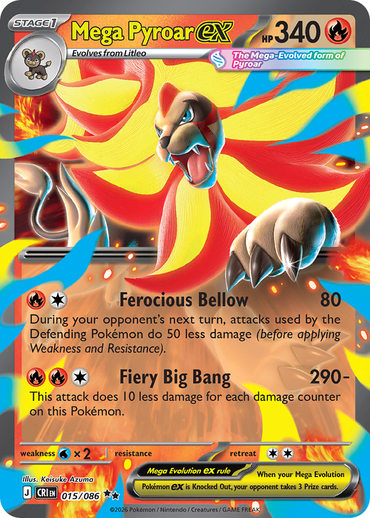 Mega Pyroar ex 015/086 Chaos Rising Double Rare