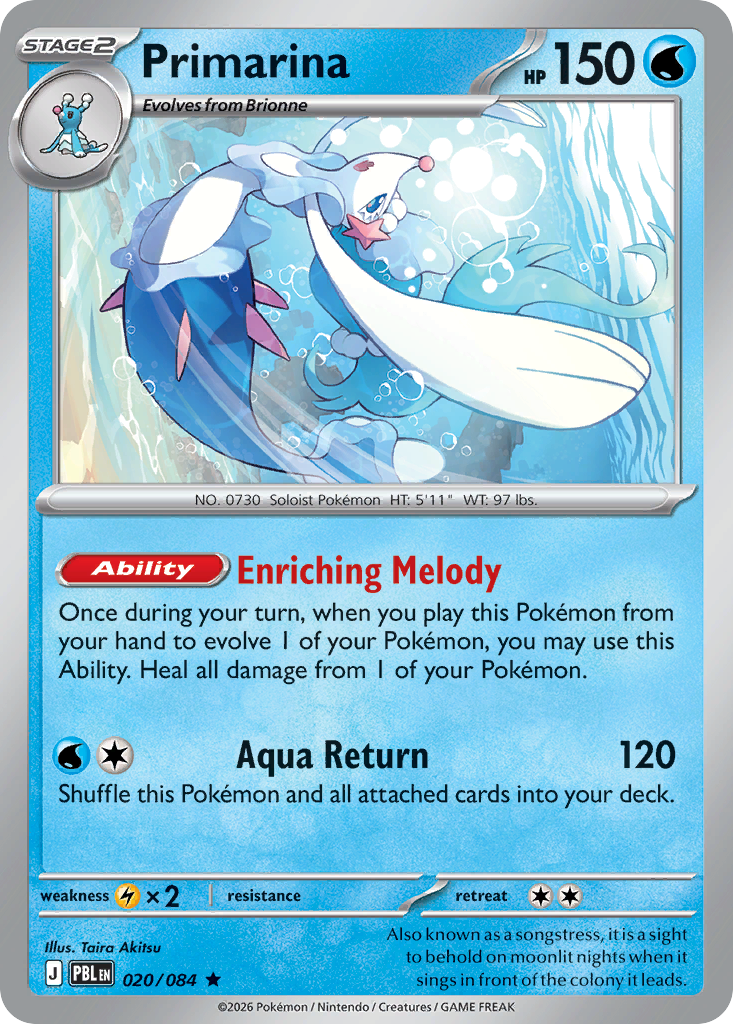 Primarina 020/084 Pitch Black Holo Rare