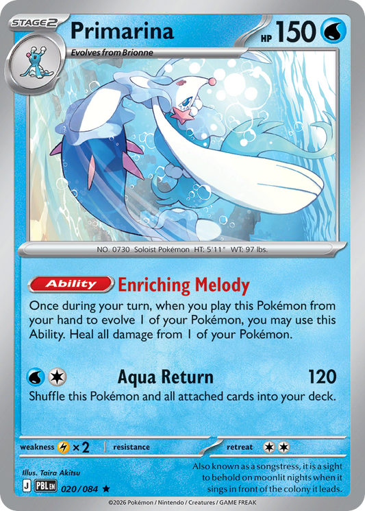 Primarina 020/084 Pitch Black Holo Rare