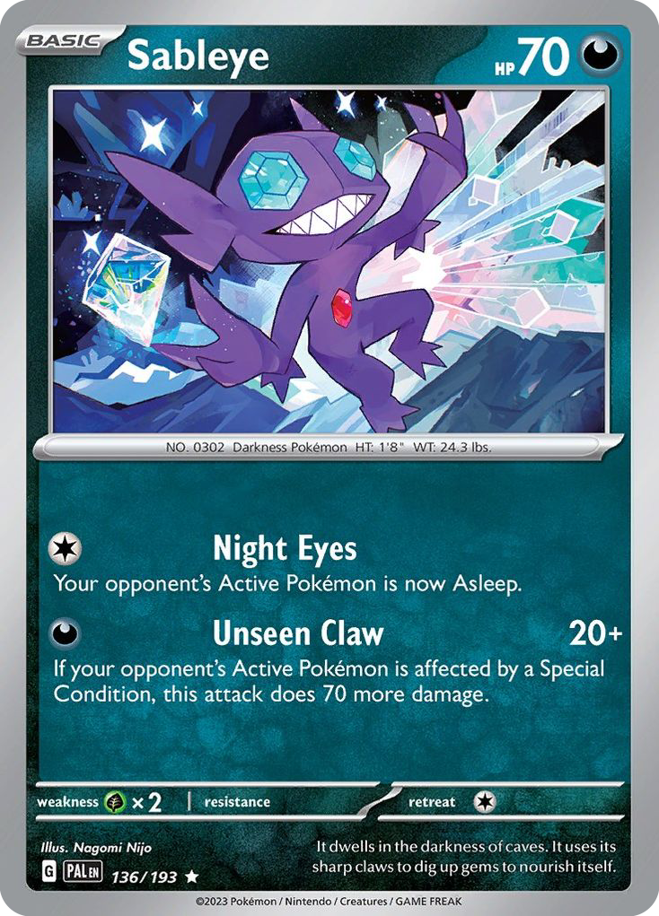 Sableye 136/193 Paldea Evolved Holo