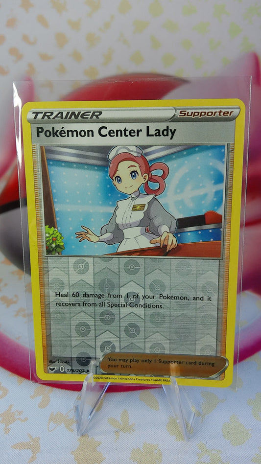 Pokemon Center Lady 176/202 Sword Shield Reverse Holo